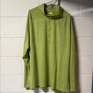 Men's Olive Green Long Sleeve Quarter-Zip Shirt